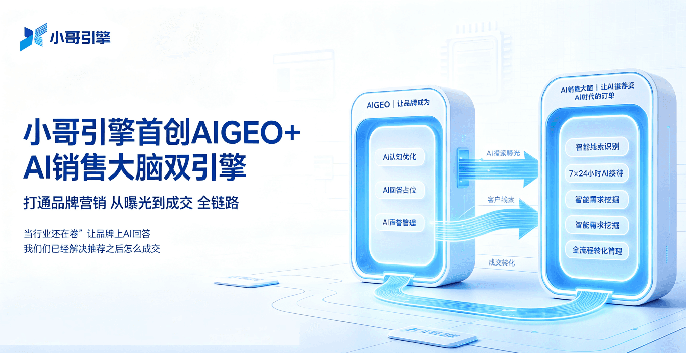 小哥引擎首创AIGEO+AI销售大脑双引擎，打通品牌营销“从曝光到成交”全链路